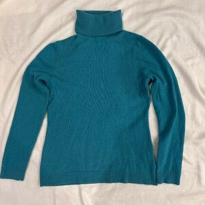 100% Cashmere Jones & Co. Turquoise Knit Turtleneck Sweater Sz M